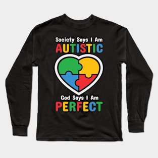 Puzzle Heart Autism Awareness Gift for Birthday, Mother's Day, Thanksgiving, Christmas Long Sleeve T-Shirt